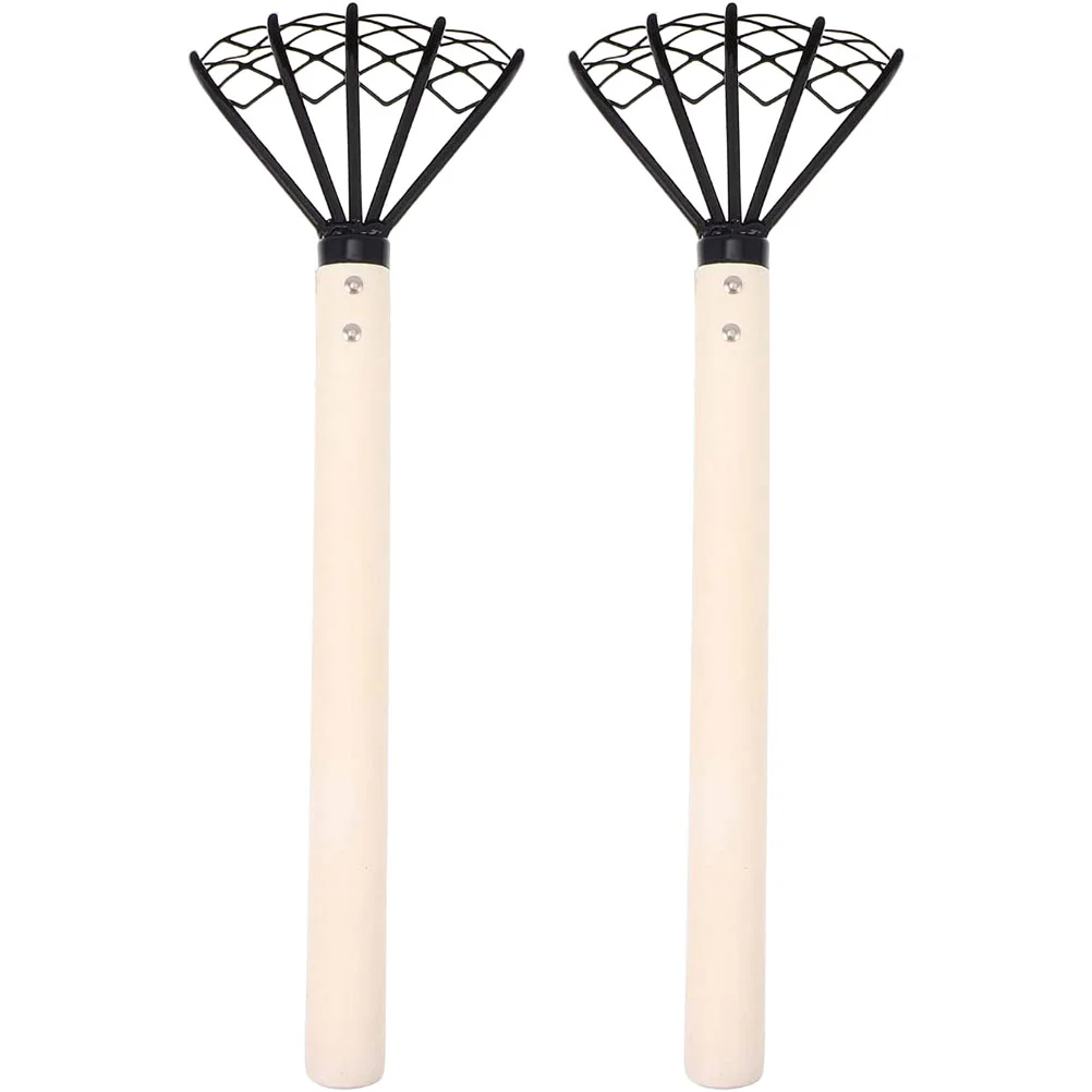 

2 Pcs Wooden Handle Clam Rake Scraper Tool Crab Trap Iron Seafood Tools Reliable Shell Digging