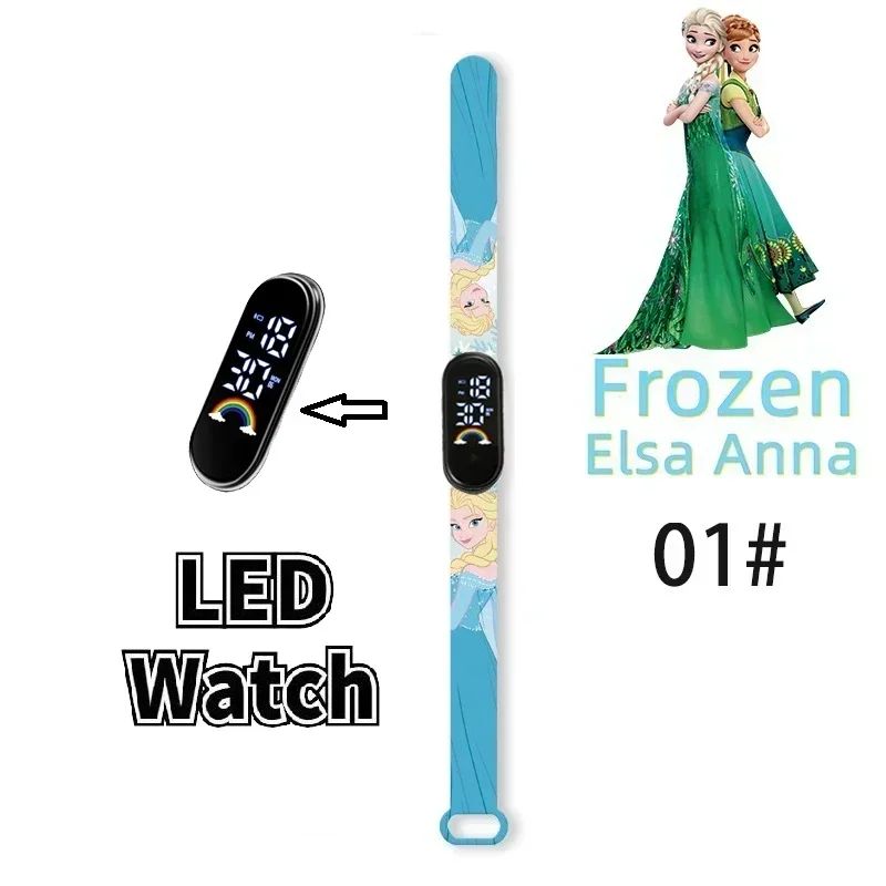 Disney gefrorene Kinder Digitaluhren Cartoon Action figur Elsa Anna führte Touch wasserdichte elektronische Kinder Uhr Weihnachts geschenke