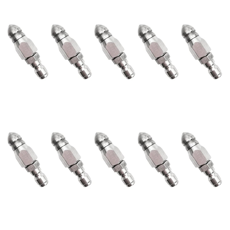 

10X Pressure Washer Sewer Jetter Nozzle With Stainless Steel, Durable Design Sewer Jet Nozzle,1/4Inch Quickly Connector