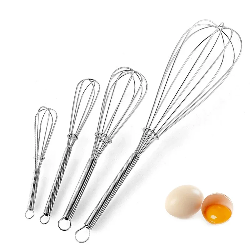 1pc Wire Whisks Mixer Egg Beater 5in 7in 8in 12in Stainless Steel Egg Beater Kitchen Tools for Stirring Cooking Blending Beating