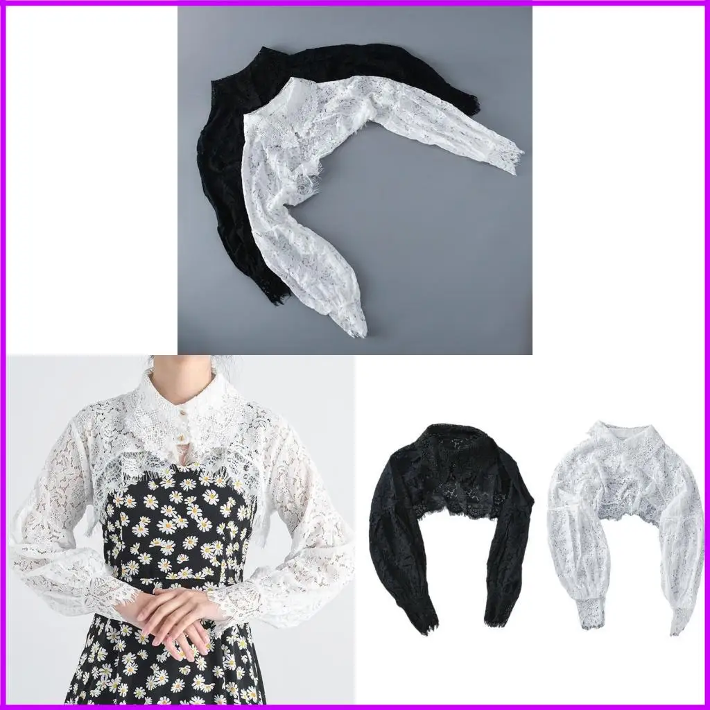 

Unique Lace Embroidery Puff Long Sleeve Half Top Show off your individuality