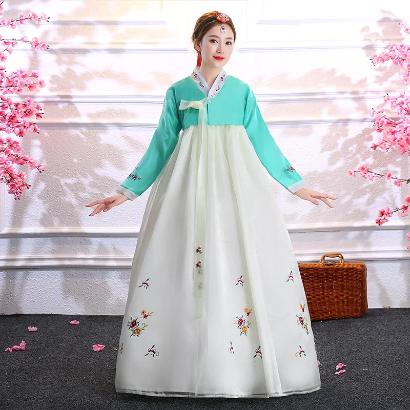 

Vintage Hanbok Traditional Korean Clothing Womens Adult Femme Korea Dance Stage Costumes Embroidered Minorities Asian Clothes