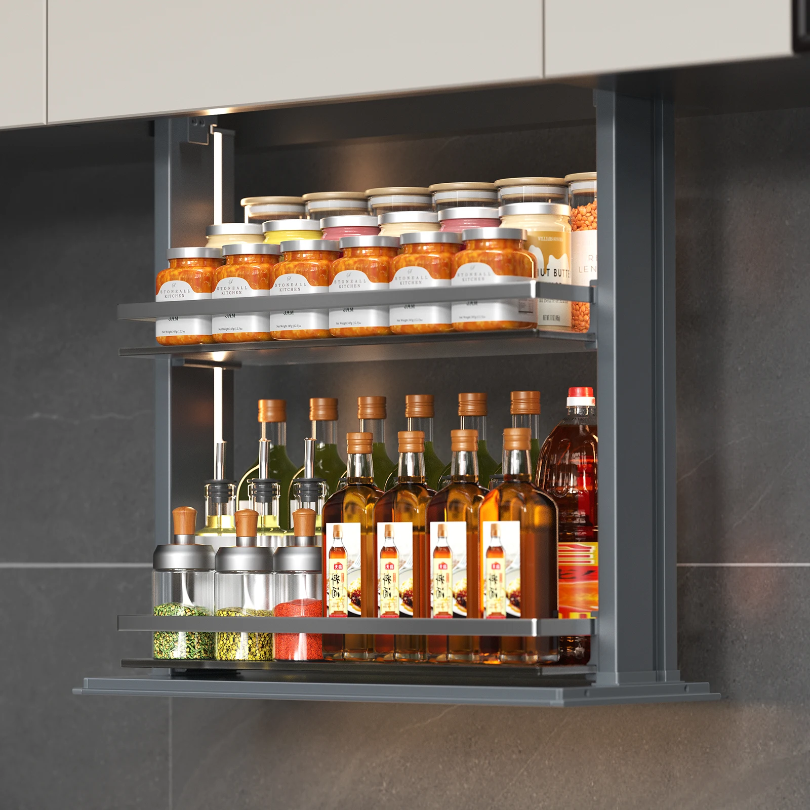 Factory Wholesale Tempered Glass Electric Llift Smart Cabinet Pull Down Cabinets