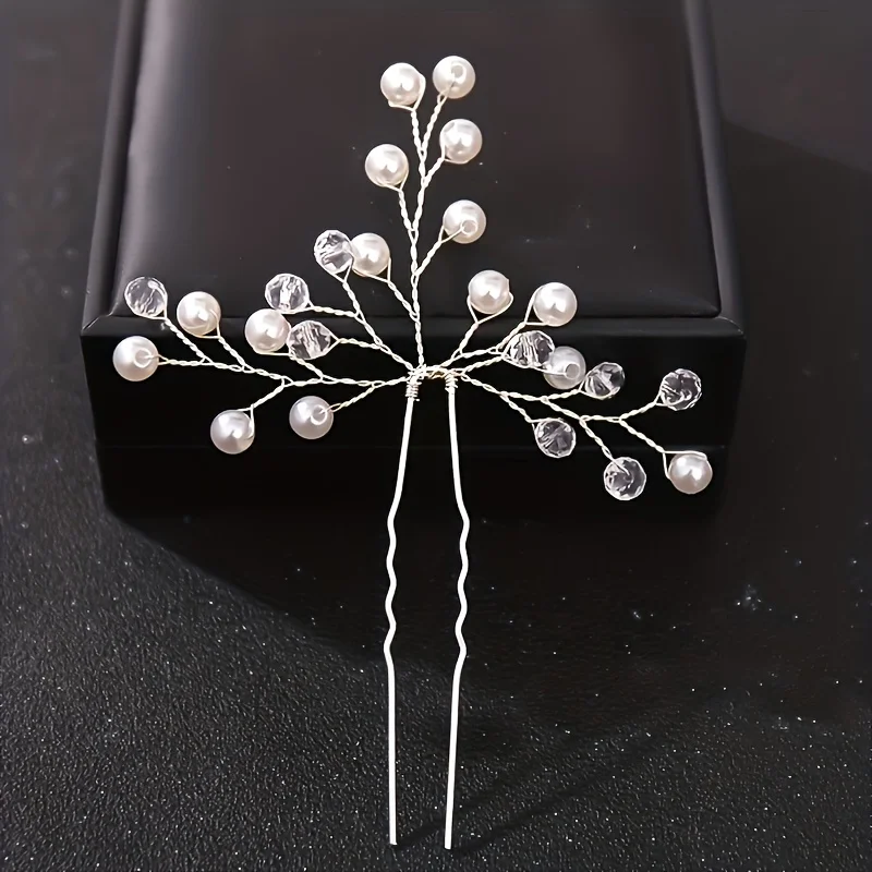 Handmade Fashion Pearl Leaf Hair Cilp Crystal Flower Hairpin Bridal Wedding Hair Accessories Jewelry Hairpin