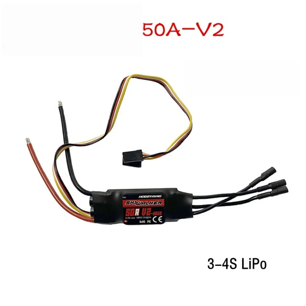 

FATJAY Hobbywing SkyWalker 50A-V2-UBEC 50A 3-4S бесщеточный ESC электронный регулятор скорости с обратным упором для радиоуправляемых самолетов