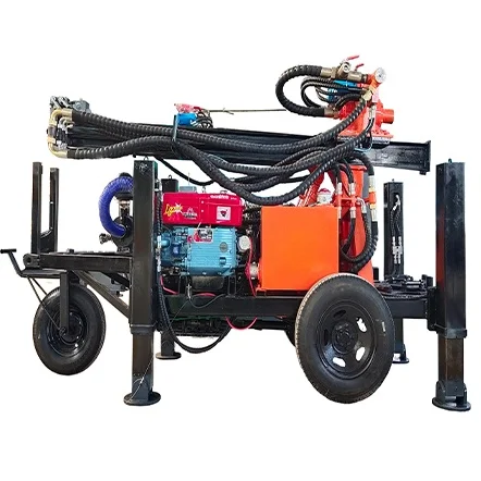 120m/130m/200m/260m Trailer Mounted Water Well Drilling Machine Hydraulic Leg Two Wheels Water Well Drilling Rig