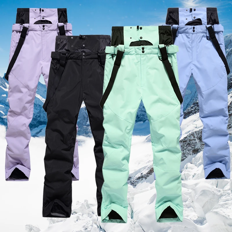 Women's Outdoor Camping Hiking Sports High Quality Ski Pants Windproof Waterproof Warm Snow Trousers Winter Ski Snowboard Pants