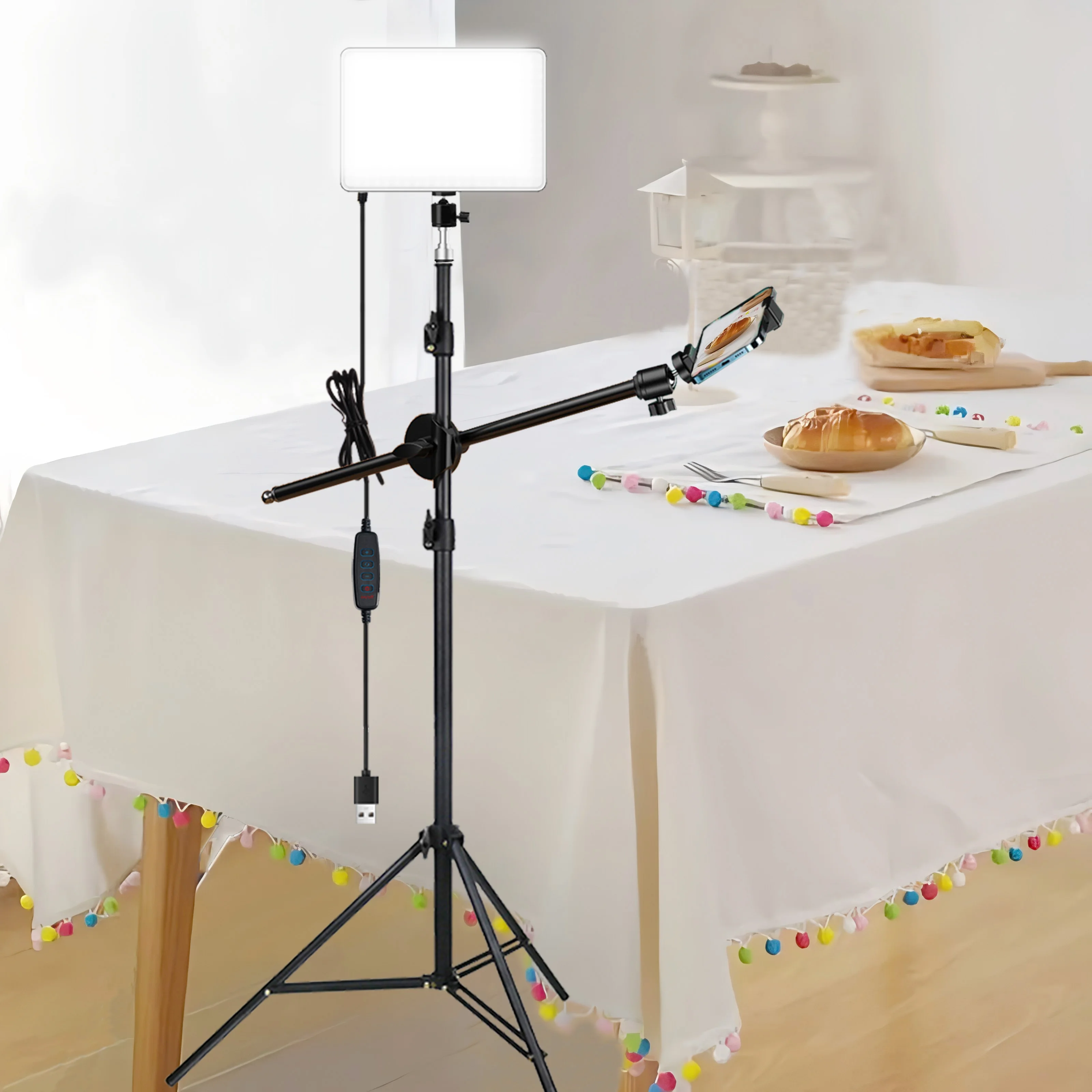 USB Dimmable LED Video Light Panel 2700k-5700k Photography Lighting With Stand For Live Stream Photo Studio Fill Lamp Light