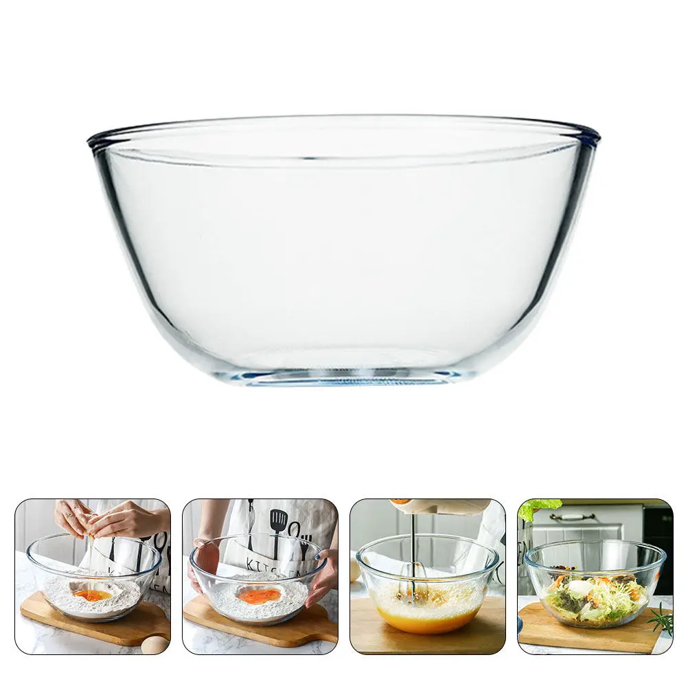 1Pcs Premium Clear Glass Salad Bowl for Food Serving Storage Rice Noodle Fruit Dessert Soup Kitchen Tableware Transparent Mixing