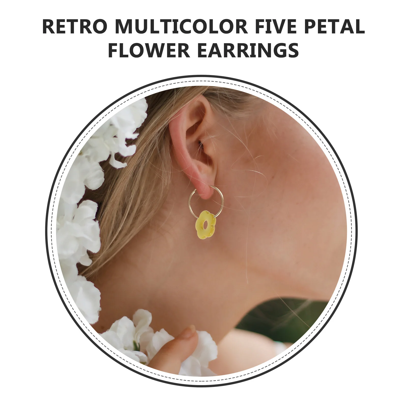 

60pcs Five Petal Flower Resin Charms Pendant Vintage Decor Keychain Jewelry Bright Color Durable Handmade Projects