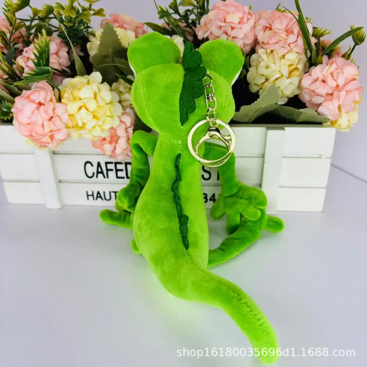 16 cm Jinnew piccolo lucertola giocattolo portachiavi ornamenti morbido cartone animato peluche kawaii lucertola verde ciondolo animali di peluche