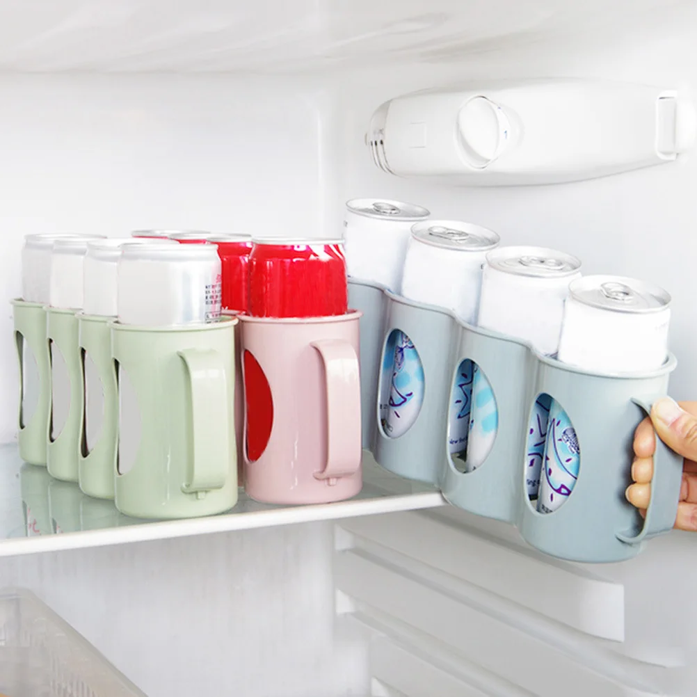 

Hand Pull Type Refrigerator Organizer 4 Section Bottle and Can Storage Box Plastic Container for Kitchen Organization Space