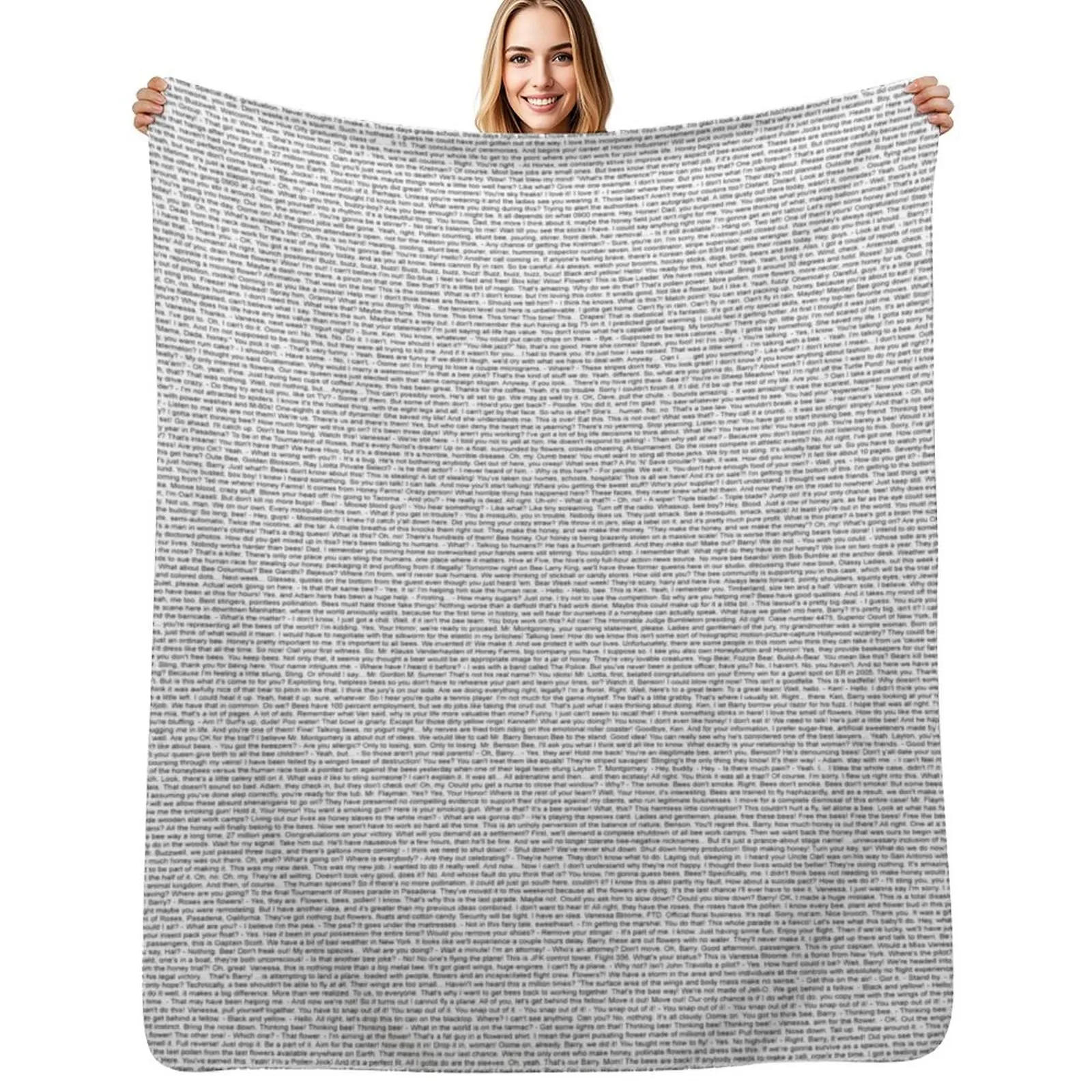 the entire bee movie script Throw Blanket Fuzzy Plush Throw Blanket for Sofa Chair