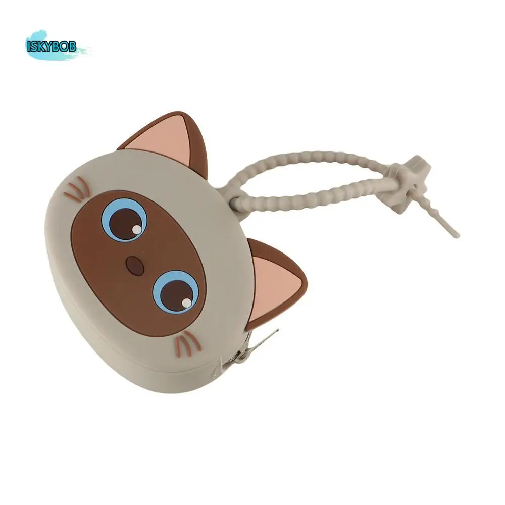 

Cute Solid Color Cartoon Silicone Coin Purse INS Earphone Storage Bag Cute Cat Wallet Mini Data Cable Storage Bag Gift