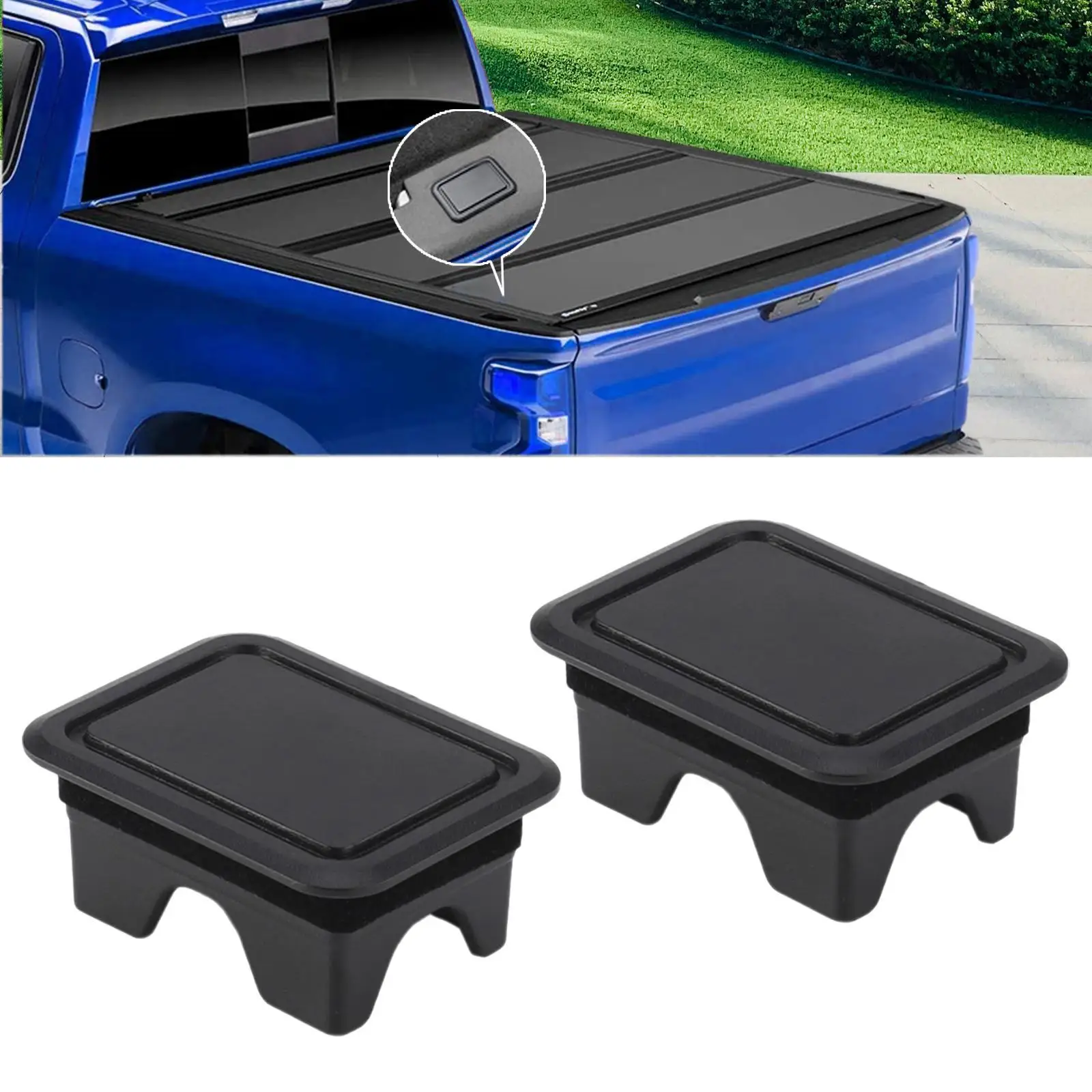 2Pcs Stake Pocket Cover, Bed Rail Cap Replaces , Premium Rear Truck Bed Rail Stake Pocket Cover