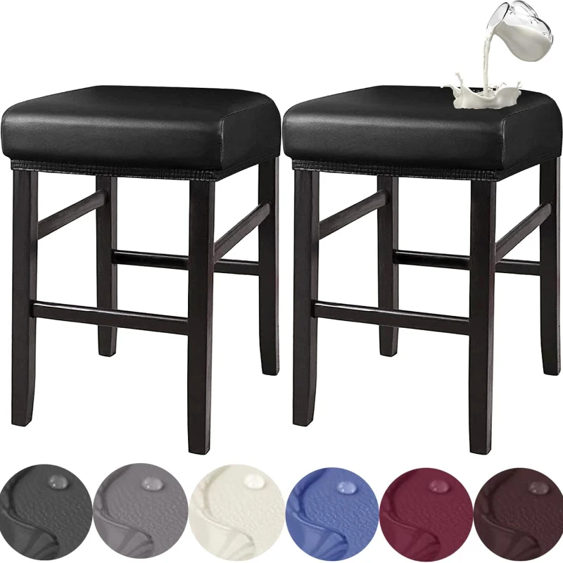 Stretch Waterproof PU Rectangle Bar Stool Covers Vanity Stool Cover Washable Counter Stool Covers Saddle Seat Cover