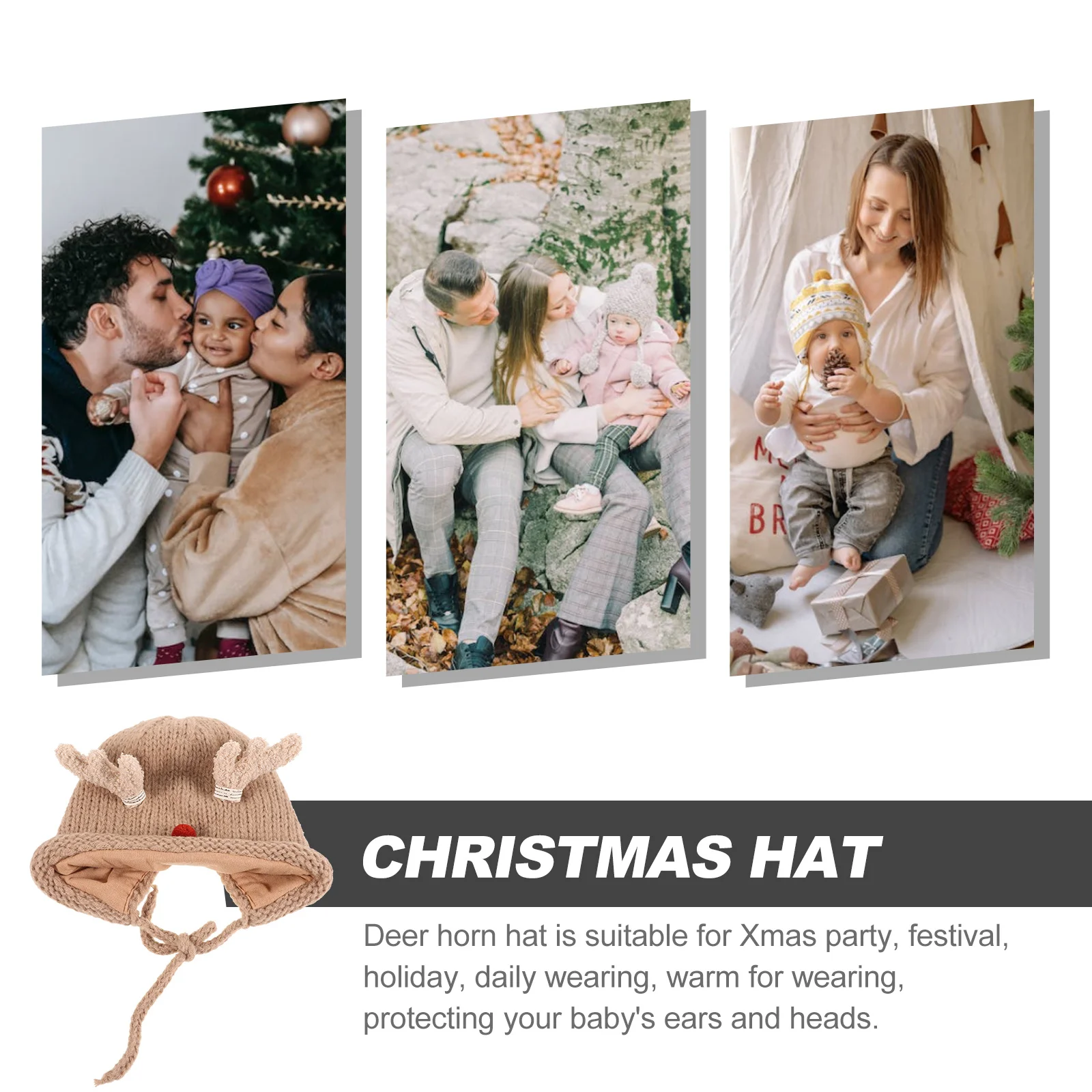 

Рождественская шапка с рогами оленя, теплая мягкая рождественская шапка для малышей, декоративная милая теплая шапка с ремешком на подбородке, декоративная шапка,