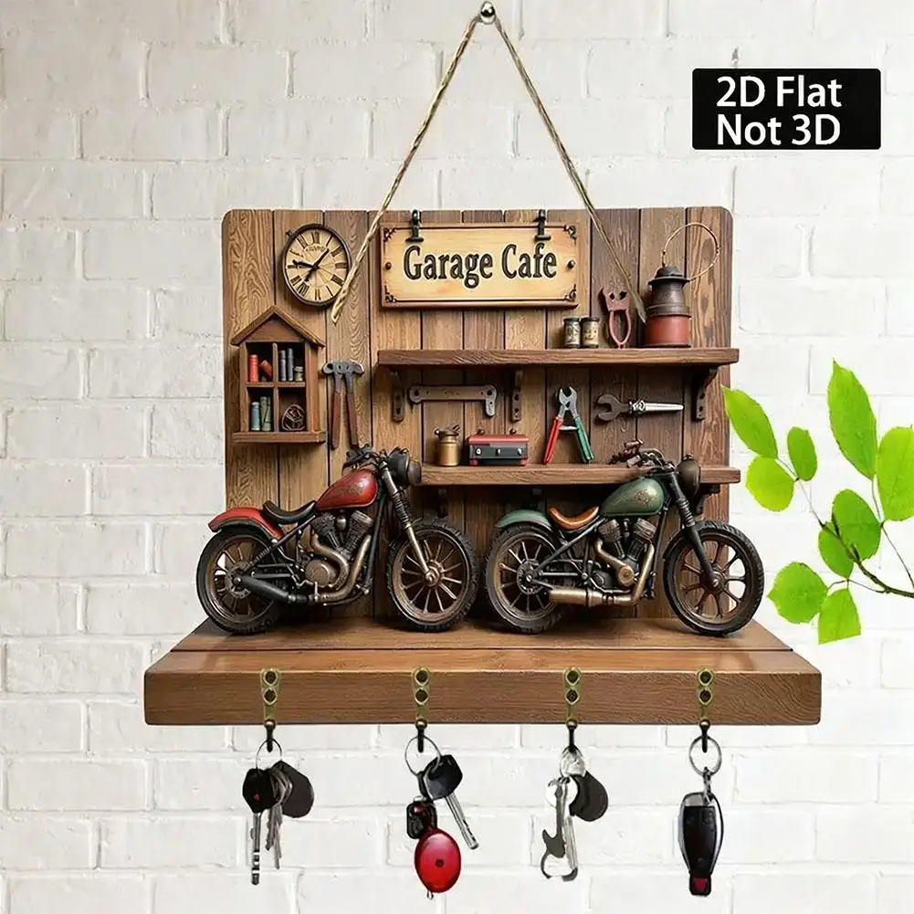 2D Wooden Hanging Decoration Country style flat key hook Wooden Sign Simple Key Hangers Wall Art Wall Decor Porch Decor