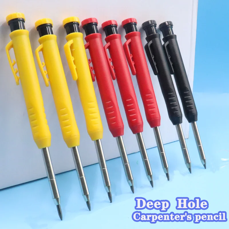 

Deep Hole Carpenter Pencil 2.8 mm Set Mechanical 3 Colors Refill Carpentry Marking Scriber Construction Woodworkers Work & Home