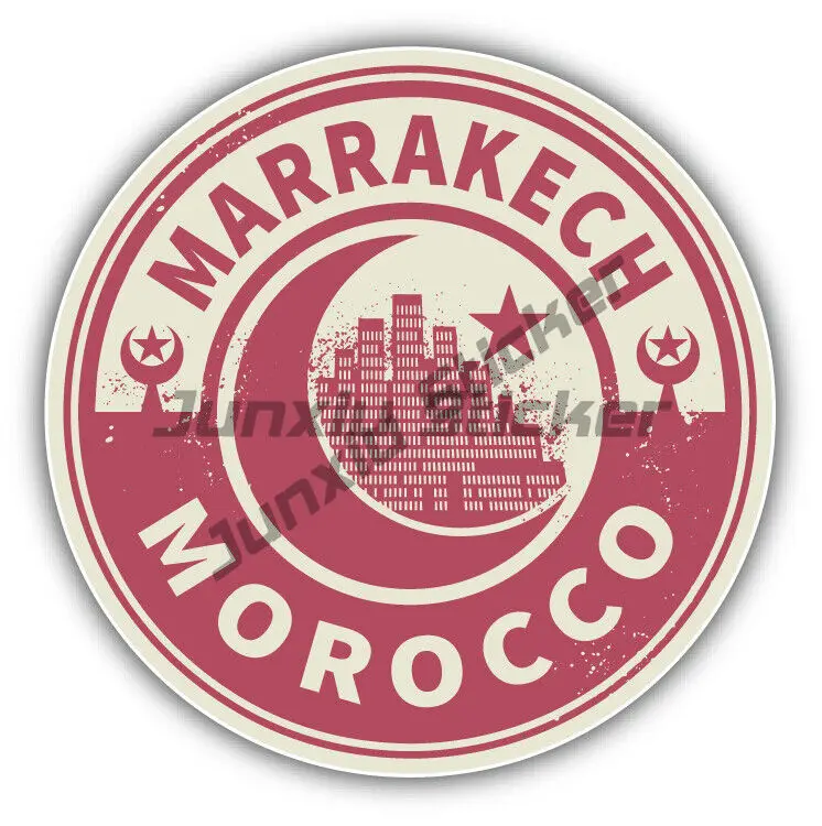 Marrakech Morocco Tourism Stamp Car Bumper Sticker Decal Car Truck Van Bumper Window Laptop Cup Wall Camping Car Stuff Sticker