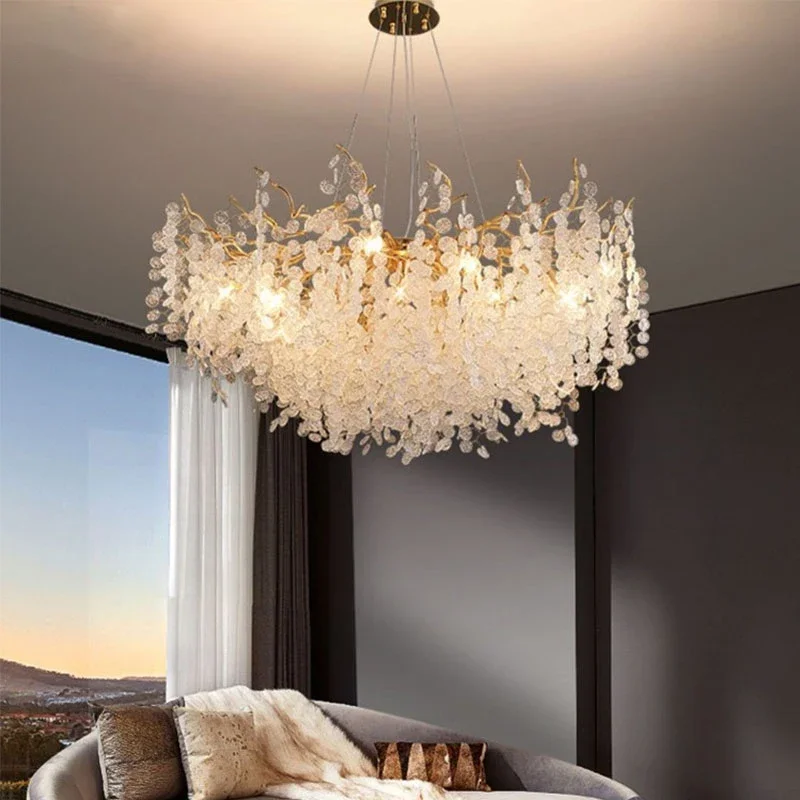 Imagem -03 - Luxo Cristal Lustres Gold Tree Branch Droplight Estilo Europeu Luz Pingente para Casa Sala de Jantar Quarto Decoração