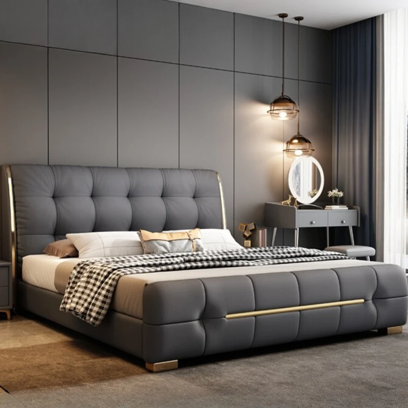 

Black Corium Bed High-end Design Modern Bedroom Toddler Bed Wedding Luxurious Cama De Lujo Para Dormitorio Home Furniture