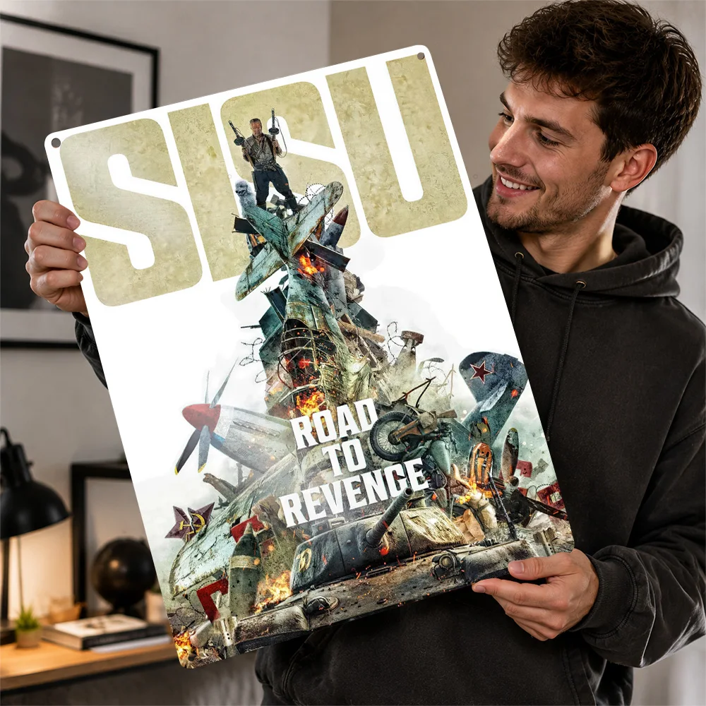 Sisu: Road to Revenge Movie Personalized 3D Textured Metal Poster Wall Art Vintage Tin Signs for Desk Decor Room Home Decoration