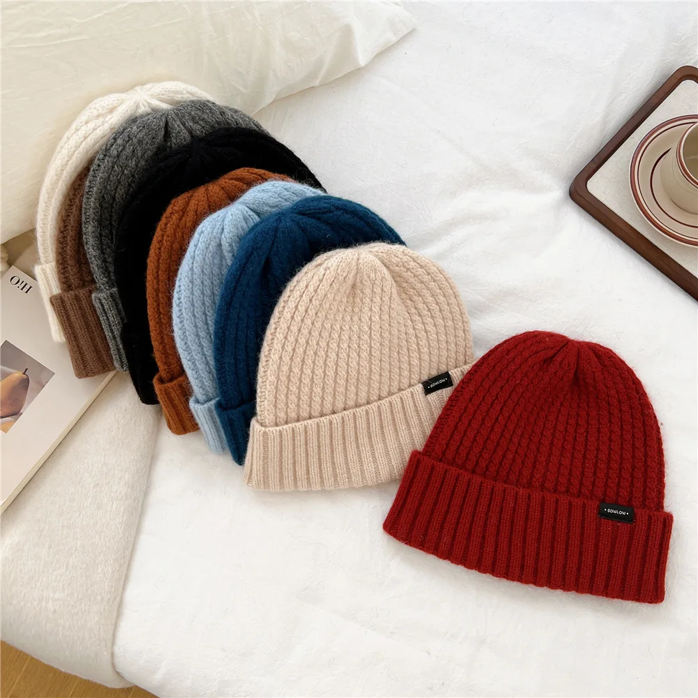Winter Accessories Wool Knitted Hat Solid Color Warm Ear Protecting Unisex Winter Casual Style