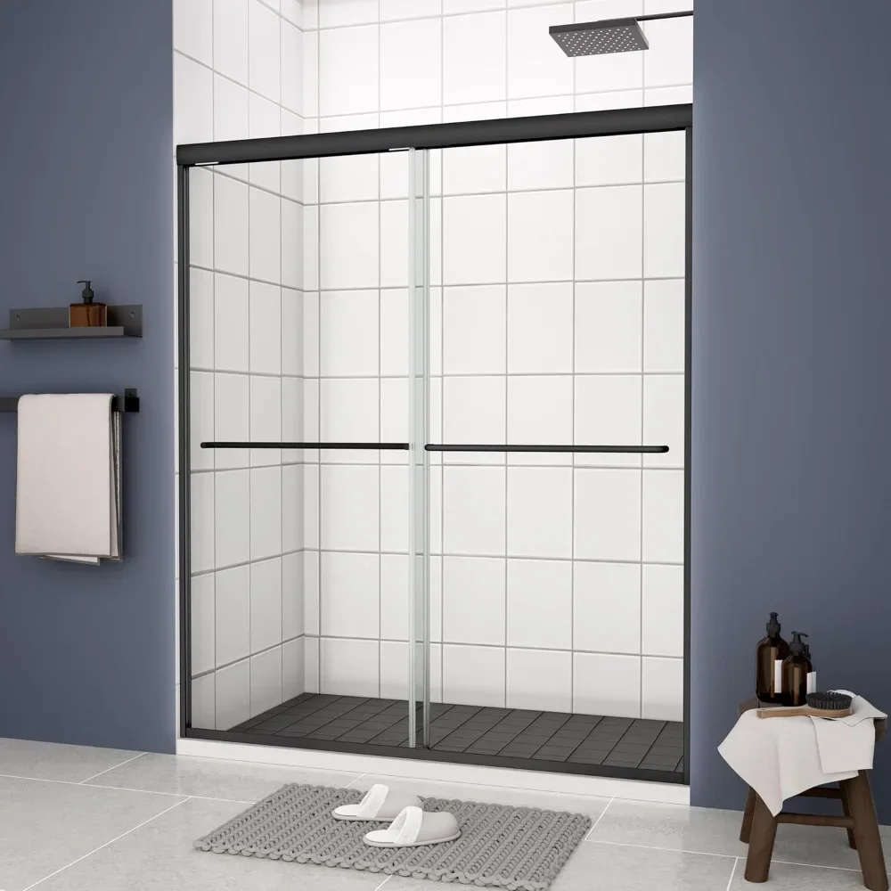 

56-60"W X 70"H Shower Doors, Premium 6mm Certified Thick Tampered Glass, Matte 304 Stainless Steel, Double Sliding Shower Doors