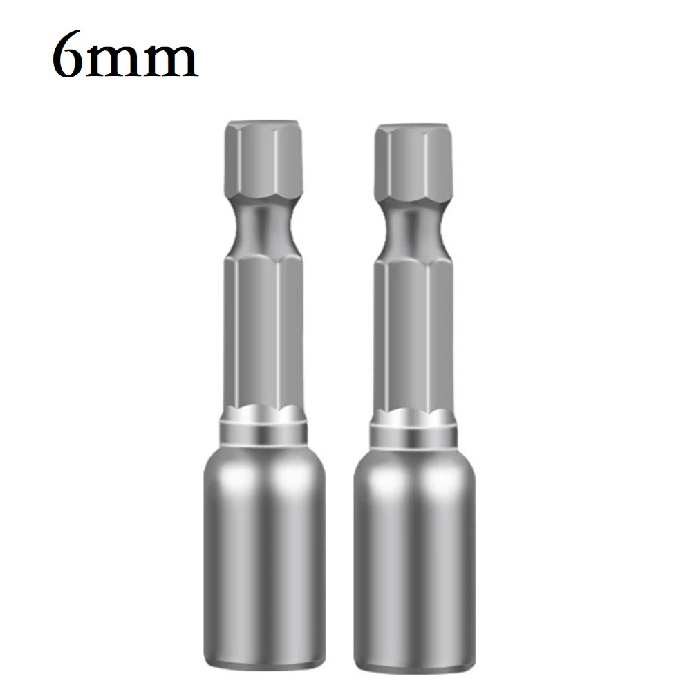 2PCS Magnetic Nut Driver Socket 6 7 8 9 10 11 12 13 Mm 1/4inch Hex Shank For Power Drills Screwdriver Hand Tools Accessories