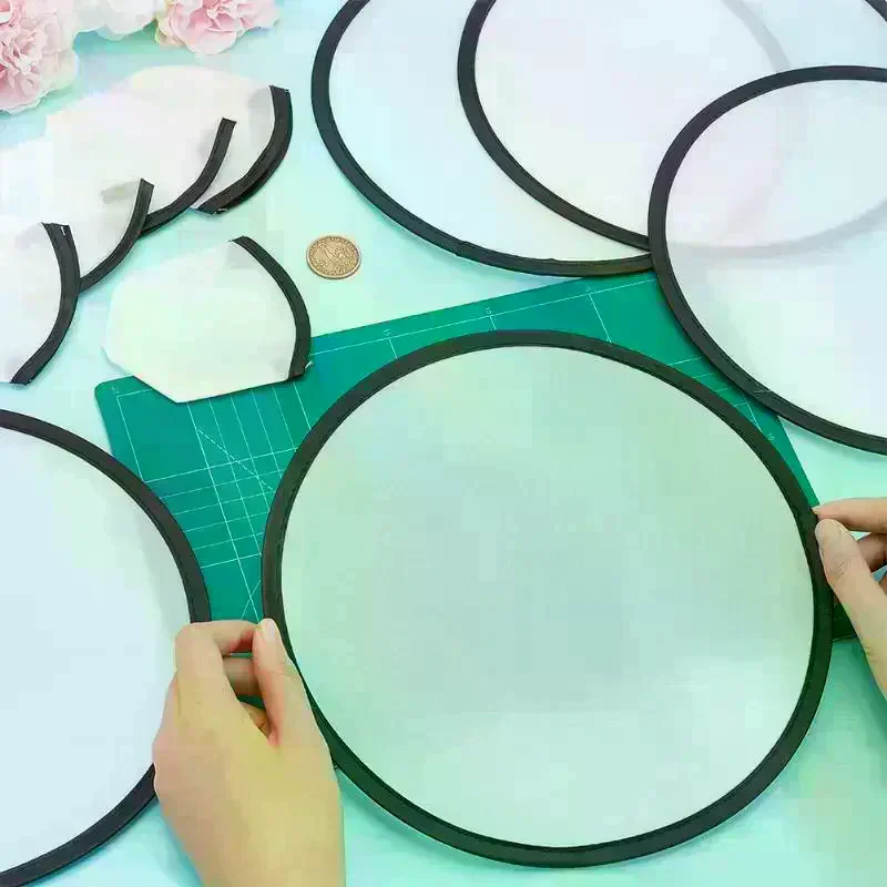 Folding Fan Simple Circular Performance Portable Round Hand Woman Foldable Blank Handheld