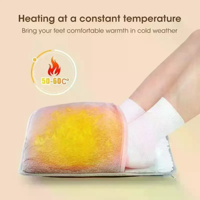 Winter Electric Foot Heating Pad USB Charging Soft Plush Washable Foot Warmer Heater Improve Sleeping Household Foot Warming Mat