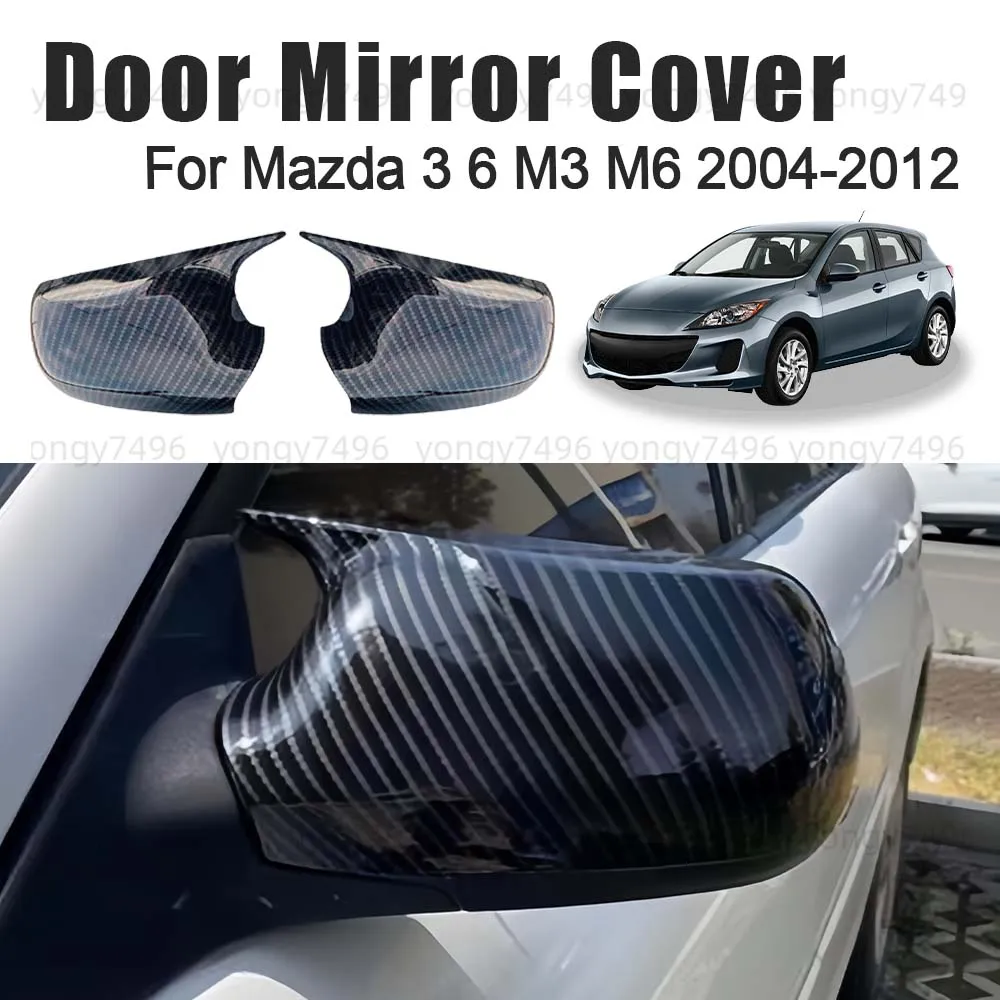 

Car Upgrade Chrome Silver Carbon Fiber Door Mirror Cover For Mazda 3 6 M3 M6 2004-2012 Car Rearview Accessories Decoration