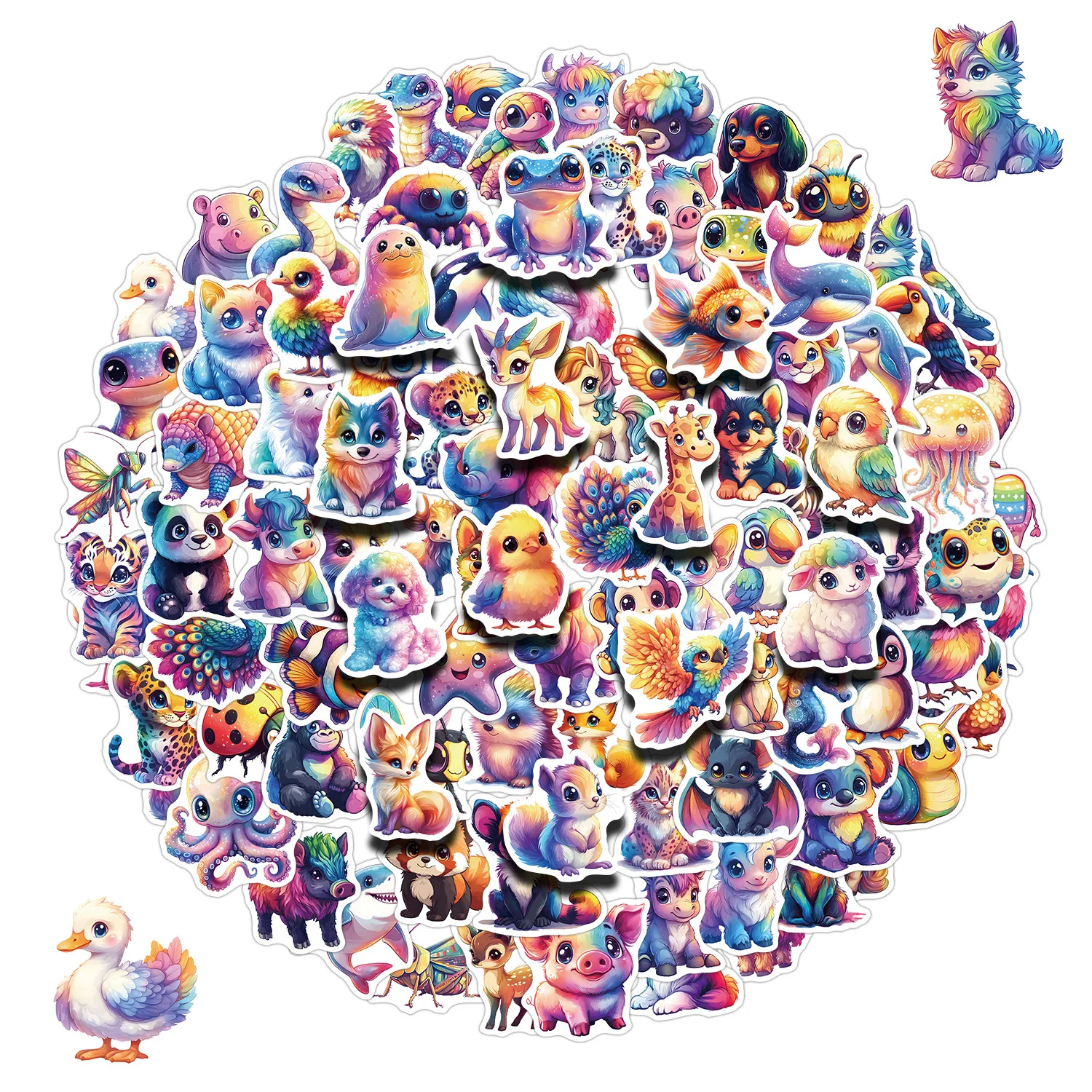 

50/100PCS Cartoon Rainbow Animal Graffiti Sticker Cute Funny Graffiti Waterproof Decal Kids Toy Gift for Stationery Box Guitar