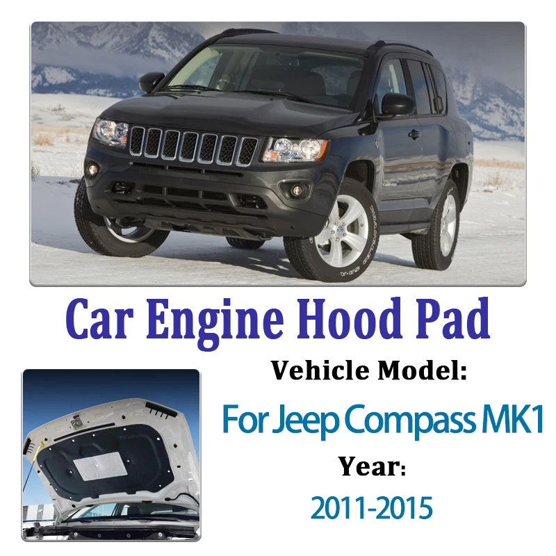 Car Front Hood Engine Sound Mats For Jeep Compass 2014 Accessories MK1 2011-2015 Hood Engine Insulation Cotton Covers interior