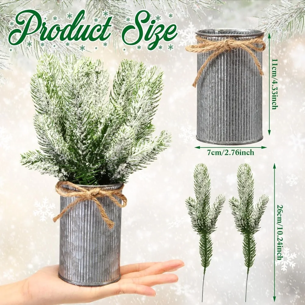 Composizioni floreali natalizie artificiali con vasi per centrotavola in stile fattoria, decorazioni natalizie rustiche