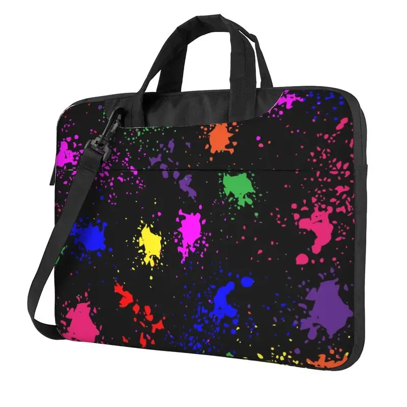 

Colorful Paint Splatter Art Laptop Carrying Bag Notebook Ultrabook Bag Tablet Cover with Shoulder Strap Handle 13 14 15.6 Inches