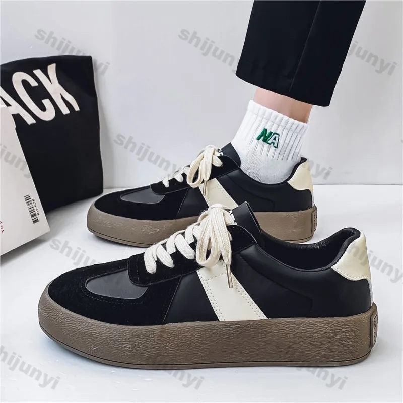 

Trendy Lace-up Non Slip Sport Shoes 2026 Hard Wearing Increase Height Platform Sneakers Comfort Soft Sole Men Casual Flats