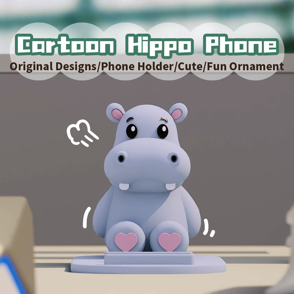 Hippo Mobile Phone Tablet Stand Support PVC Doll Creative Phone Holder Portable Cartoon Cell Phone Bracket Desktop Ornaments