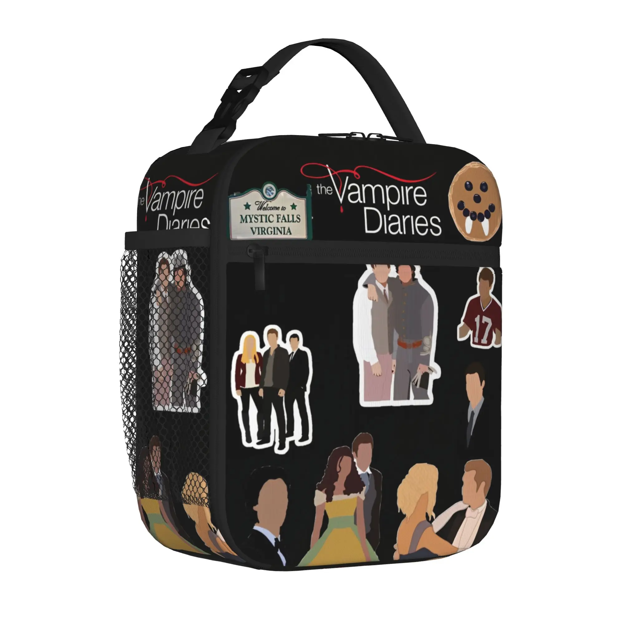 Insulated Lunch Tote Bag The Vampire Diaries Cartoon TV Series Storage Food Box Causal Thermal Cooler Lunch Box For School