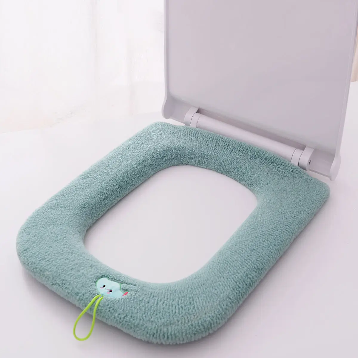 Tappetini per wc in peluche addensati con manico portatile cuscinetti per wc universali per uso domestico cuscino per wc quadrato in puro colore per