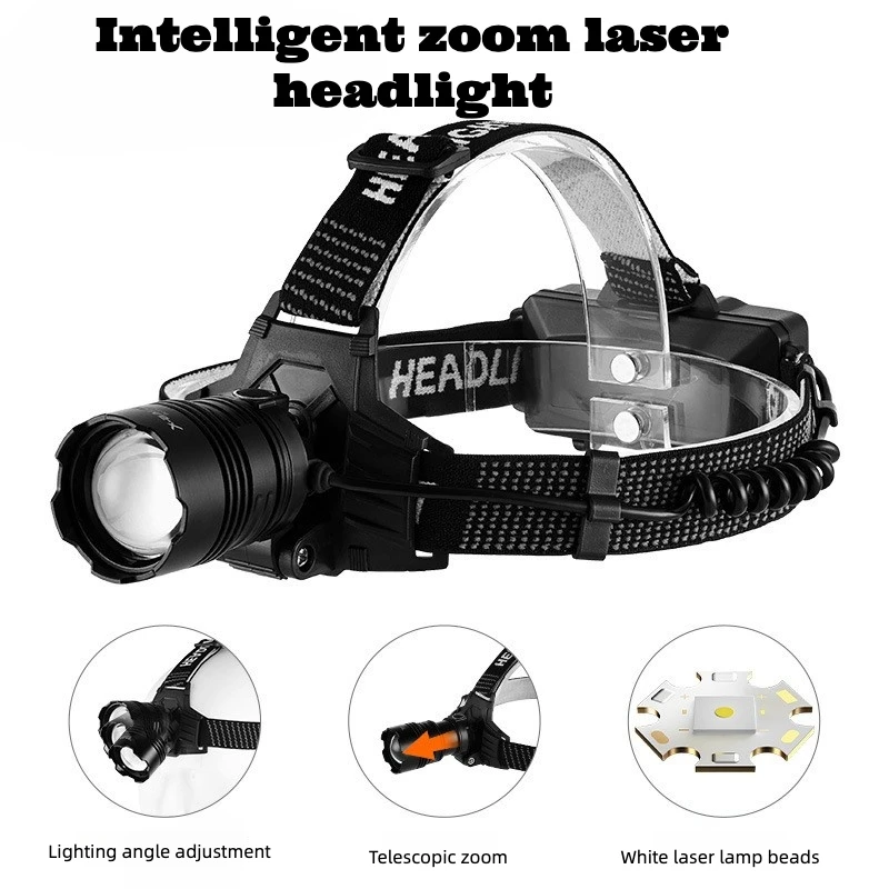 

New Zoom, Strong Light, Rotatable Head, Fast Charging, Waterproof Long-range Headlight, Long-lasting Head Mounted Flashlight