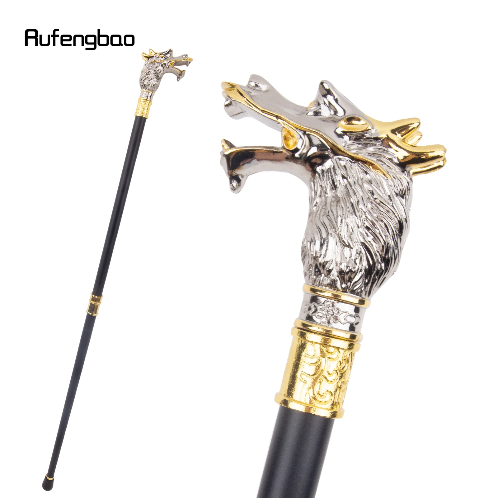 Bastón de cabeza de dragón de lujo para caminar, bastón decorativo de moda, caballero elegante, perilla de Cosplay, Crosier, 93cm, blanco y negro