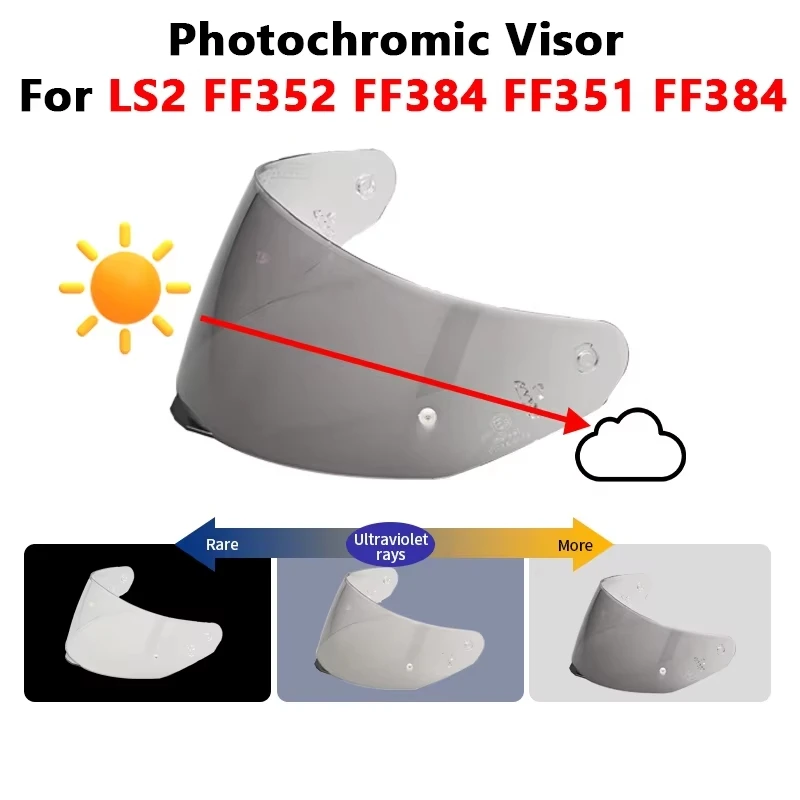 Photochromic Visera Casco Helmet Lens for LS2 NEW FF352 ROOKIE FF802 Flash II  UV Protective Sunscreen Viseira Capacete