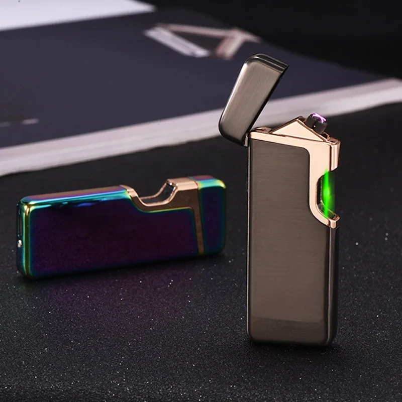 Newest Personalized Creative Photoelectric Induction Double Arc Lighter Windproof Rechargeable Electronic Gift Cigarette Lighter