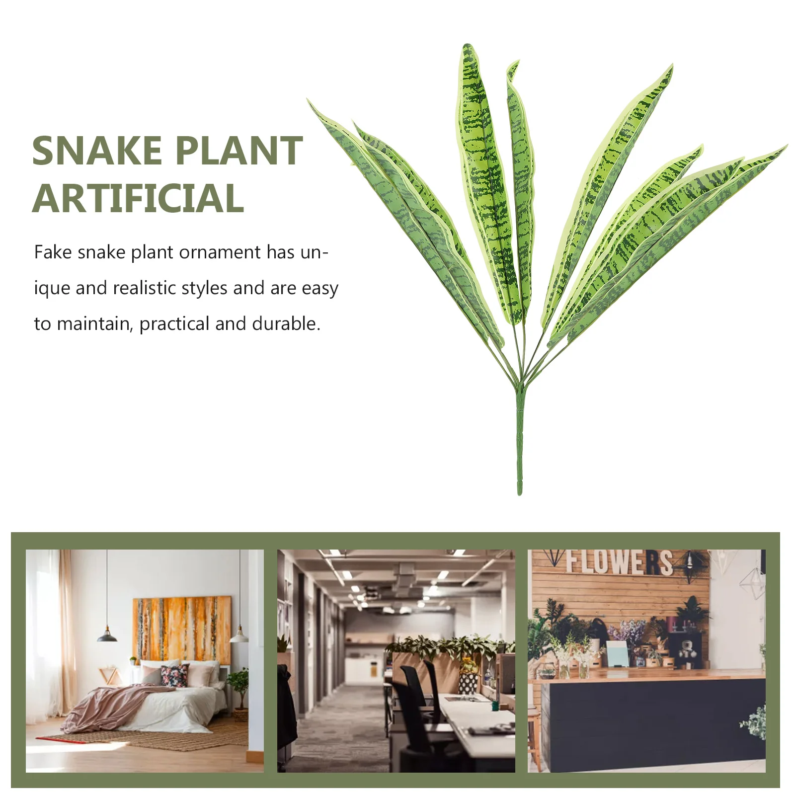

2Pcs Fake Snake Plant Ornament Realistic Artificial Sansevieria Simulation Decor for Home Party Office Indoor Outdoor