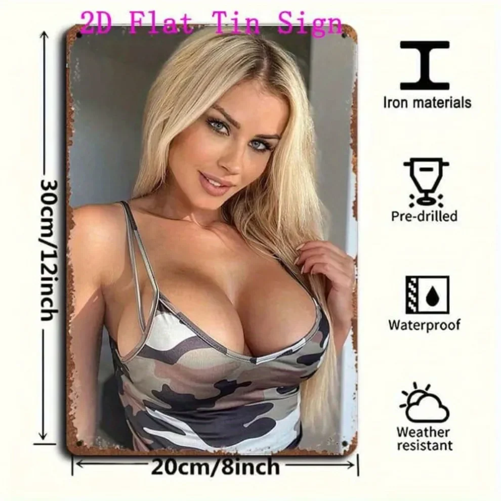 BRAHMIHITA Retro Camo Bikini Metal Tin Sign 8x12 Inch Vintage Wall Decor for Man Cave Garage Bar