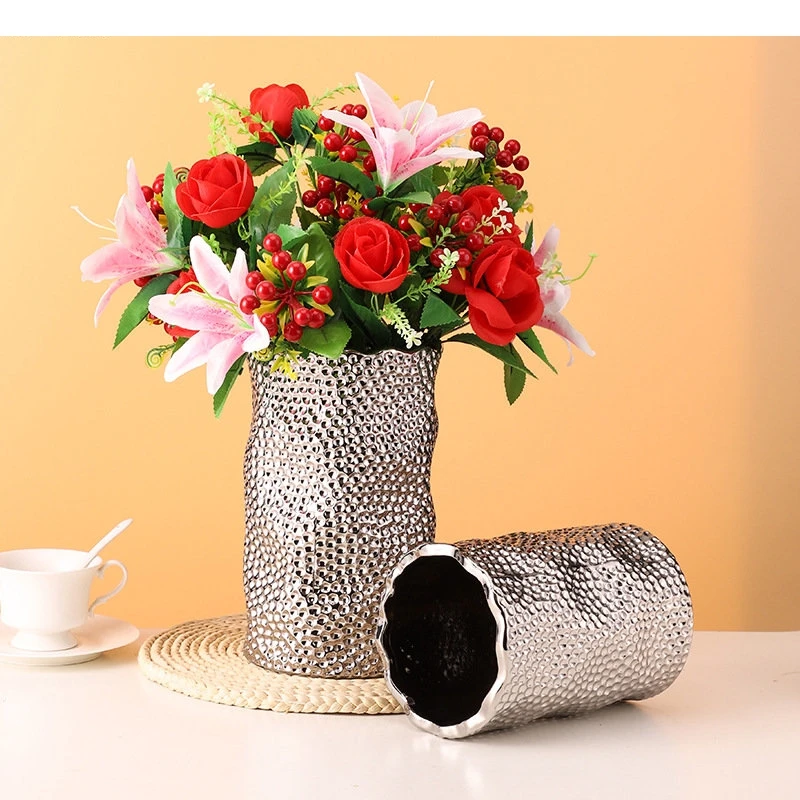 Electroplated Ceramic Vase Flower Plant Arrangement Multi-color Ware Home Furnishing Decoration