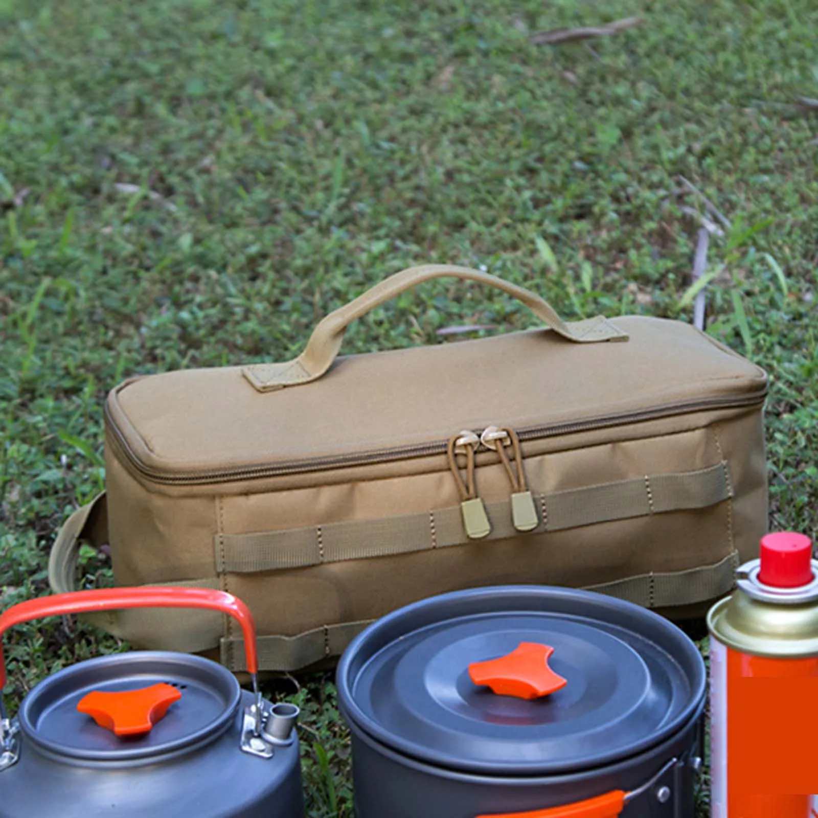 Bolsa de herramientas multifuncional para acampar al aire libre, bolsa de almacenamiento con asa, organizador de instrumentos eléctricos, 34x14x14cm