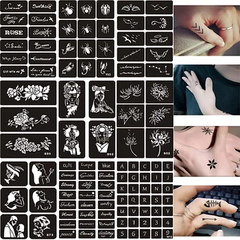 Tijdelijke Henna Tattoo stencils herbruikbare Arabische bloem brief Spider Airbrush Glitter Tattoo sjabloon voor volwassen kind gezicht lichaam verf